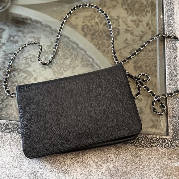 Chanel Black Caviar Leather Wallet on Chain - Picture 6 of 8